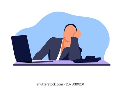 The office worker fell asleep at his desk. Vector illustration