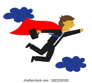 Büroangestellte fliegen zur Arbeit. Cartoon. Vektorgrafik.
