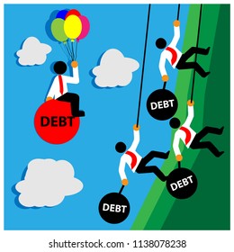 Office Worker is flying with debt. The Vector Illustration is showing the concept of Financial.