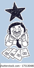 Office worker and folders