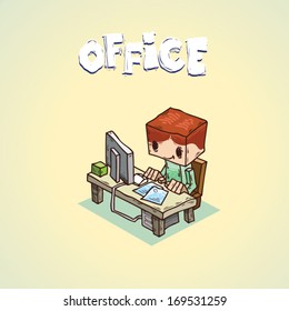 office worker. funny cartoon character