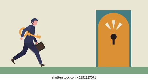 Office worker gets the key and head for the door