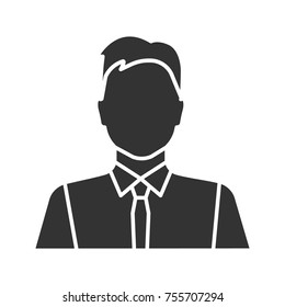 Office worker glyph icon. Party maker, showman. Businessman, admin, manager. Silhouette symbol. Negative space. Vector isolated illustration