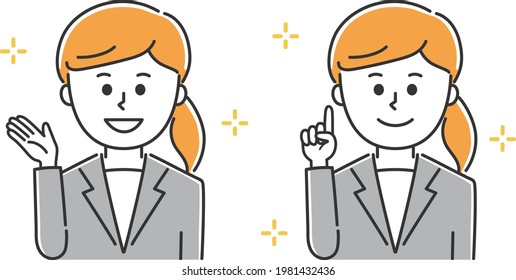 Office worker guiding someone around. Vector illustration isolated on white background.