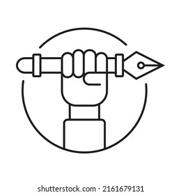 Office worker hand with pen on white background. Concept symbol office workers hand with pen