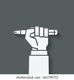 office worker hand with pen - vector illustration. eps 10