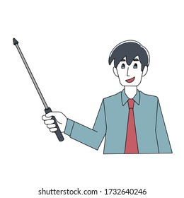 Office worker has an indicator stick