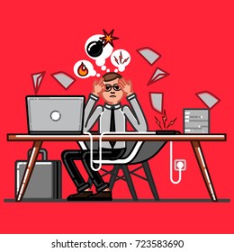 Office worker have a hard day on work