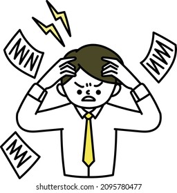 An office worker with a headache under stress.