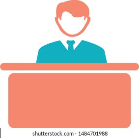 Office Worker help desk service trendy icon on white background for web graphic