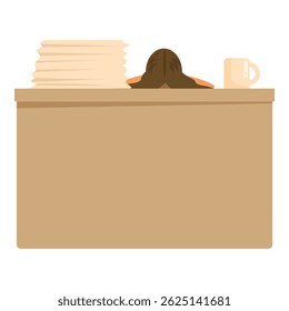 Trabalhador de escritório está se escondendo debaixo de sua mesa fazendo uma pausa de um dia estressante no trabalho