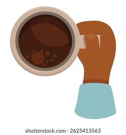 Office worker holding a coffee cup, enjoying a hot beverage during break time