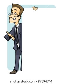Office worker holding presentation board
