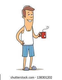 office worker at home. telework, freelance work. cartoon illustration isolated on white background