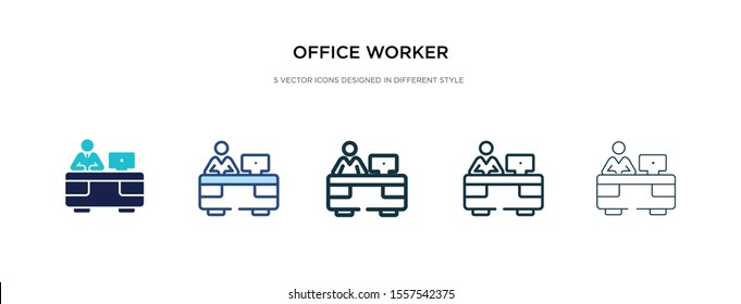 office worker icon in different style vector illustration. two colored and black office worker vector icons designed in filled, outline, line and stroke style can be used for web, mobile, ui