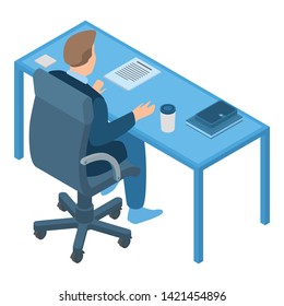 Office worker icon. Isometric of office worker vector icon for web design isolated on white background