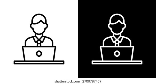 Ilustración vectorial de estilos de línea de icono de trabajador de oficina