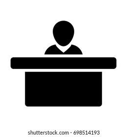 Office Worker Icon Person on Help Desk Service and Working in Glyph Pictogram illustration