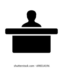 Office Worker Icon Person on Help Desk Service and Working in Glyph Pictogram illustration