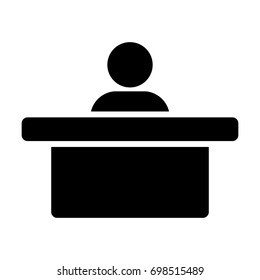 Office Worker Icon Person on Help Desk Service and Working in Glyph Pictogram illustration
