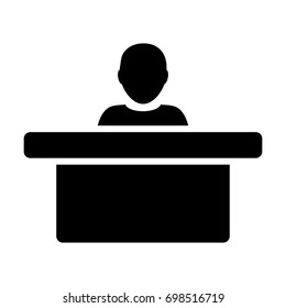 Office Worker Icon Person on Help Desk Service and Working in Glyph Pictogram illustration