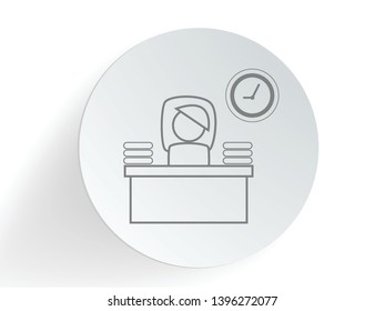 Office Worker Icon Person Working on Desk with files and books, vector illustration