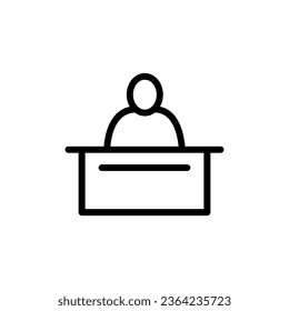 Office Worker Icon Person Working on Desk.