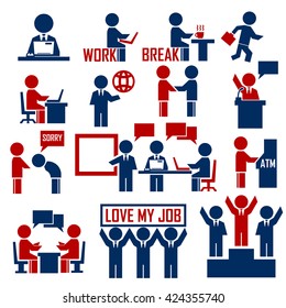 office worker icon set