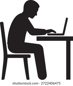 Conjunto de iconos de Office worker. Silueta de empleados sentados en escritorios y trabajando en computadoras de escritorio. Grupo de personas que utilizan PC en el lugar de trabajo. colección de pictogramas de Vector.