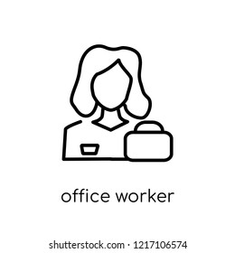 Office worker icon. Trendy modern flat linear vector Office worker icon on white background from thin line Professions collection, editable outline stroke vector illustration