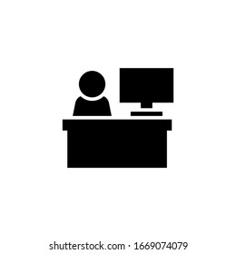 Office worker icon vector in black solid flat design icon isolated on white background