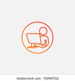 Office worker  icon.gradient illustration isolated vector sign symbol