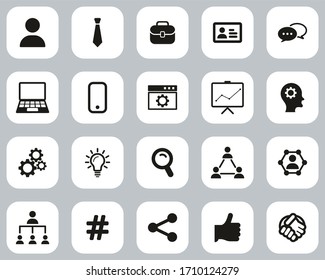 Office Worker Icons Black & White Flat Design Set Big