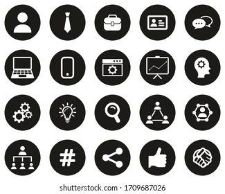 Office Worker Icons White On Black Flat Design Circle Set Big