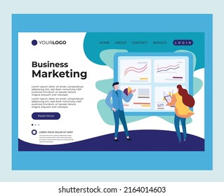 office worker landing page presenting business infographic