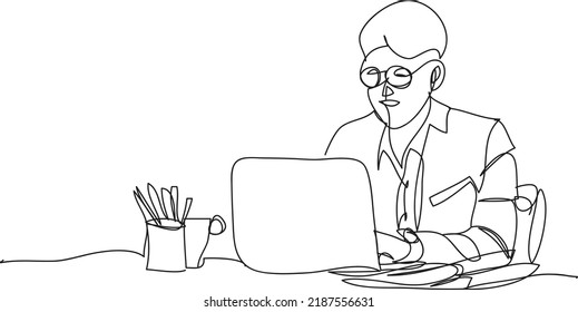 Office Worker Line Drawing Vector Illustration Stock Vector (Royalty ...