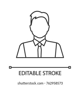 Office worker linear icon. Party maker, showman. Businessman, admin, manager. Thin line illustration. Contour symbol. Vector isolated outline drawing. Editable stroke