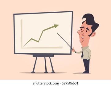 Office Worker Making a Presentation: Success. Vector Illustration