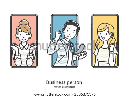 Office worker making a video call on a smartphone