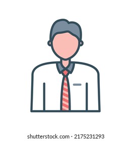 Office worker male avatar icon with tie, colorful with bubbly style
