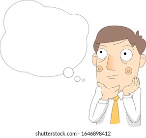 Office worker male character thinking
