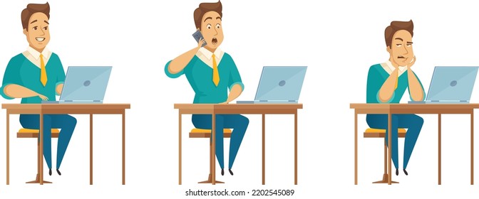 Office worker male poses set
