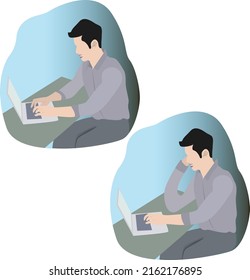
Trabajador de oficina. El hombre trabaja en la computadora.