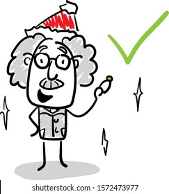 Office worker manager - Boy Professor in a new year hat explaining idea with 
check mark.
Hand drawn doodle line art cartoon design character - isolated vector illustration outline of woman.

