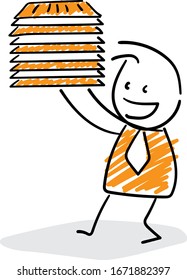 Office worker manager businessman Boy  hand drawn doodle line art cartoon design character - isolated vector illustration outline of man.