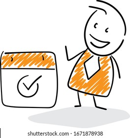 Office worker manager businessman and calendar check item.
Boy hand drawn doodle line art cartoon design character - isolated vector illustration outline of man.