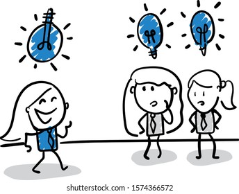 Office worker manager happy with successful business and have new ideas.leader
Girl hand drawn doodle line art cartoon design character - isolated vector illustration outline of woman.