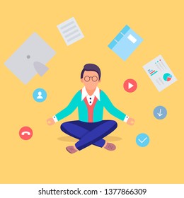 Office Worker Meditating Illustration