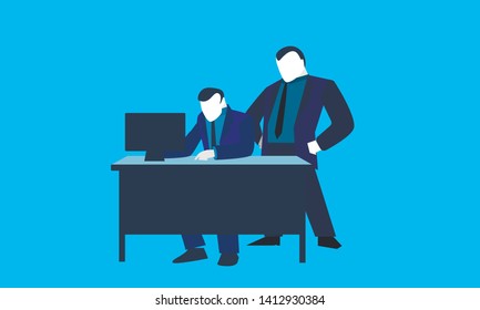 Office worker and mentor. Business concept. Vector illustration