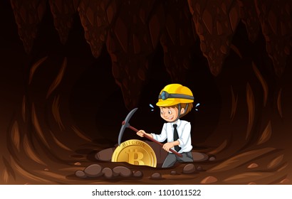 Ilustración de moneda de minería de datos de Office Worker